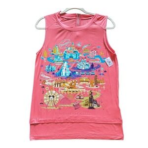 Disney Parks Womens Discover the Magic Disneyland Map Tank Top Coral Pink Medium